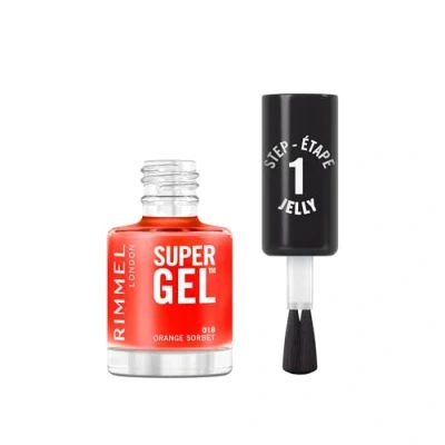 Afbeelding van Rimmel Super Gel Jelly Gloss, 018 Orange Sorbet, Vernis longue tenue, Application facile, Manucure effet gel, Résistant aux éclats Formule Clean 12 ml