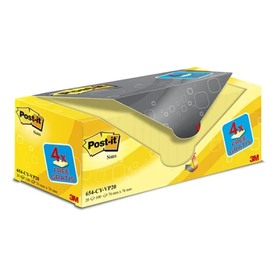 Image de Post it Note valeur affichage Dévidoir 76 x mm Jaune VP20 654CY Lot de 20