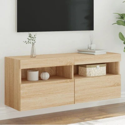 Afbeelding van vidaXL Tv wandmeubel met LED verlichting 100x30x40 cm sonoma eiken