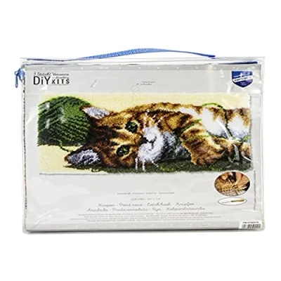 Afbeelding van Knooptapijt kit Spelende kat Vervaco PN 0150219