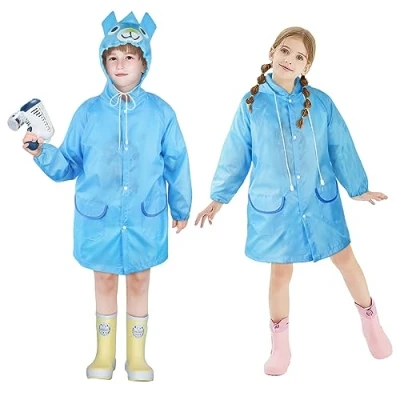 Afbeelding van Vicloon Waterdichte regenponcho voor kinderen, herbruikbaar, EVA, waterdicht, regenkleding, reizen, wandelen, naar school, paardrijden, eenheidsmaat
