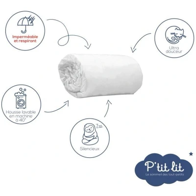 Afbeelding van Set van 2 Bamboe Babymatrasbeschermers 70x140 cm Waterdicht Alese Zachte Viscose Zonder c...