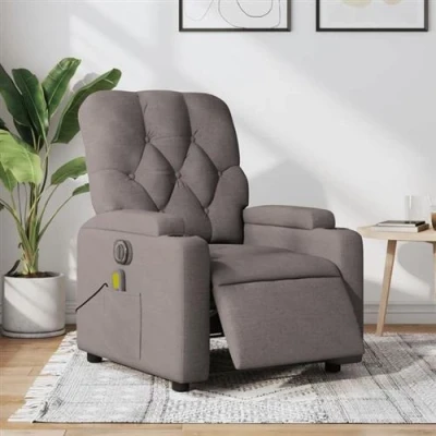 Afbeelding van vidaXL Massagestoel elektrisch kantelbaar taupe stof
