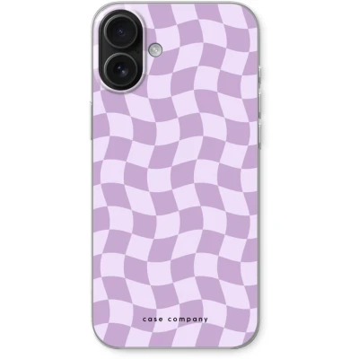 Afbeelding van Case Company® hoesje geschikt voor iPhone 16 Plus Grid Paars Soft Cover Telefoonhoesje Bescherming aan alle Kanten en Schermrand