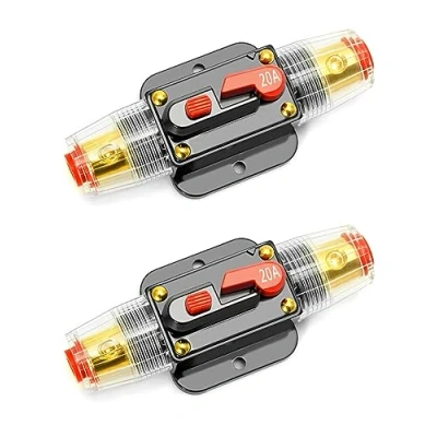 Afbeelding van QWORK® 2 stuks zekeringhouders 20 A handmatige reset autobescherming aan/uit schakelaar met voor