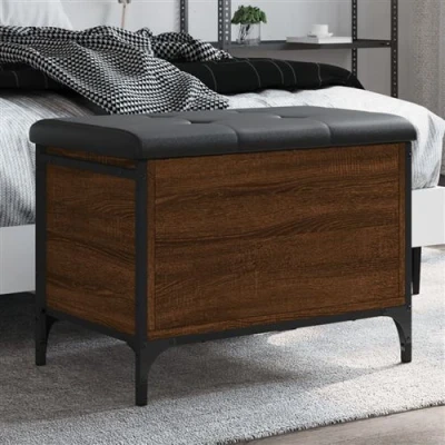 Afbeelding van Opbergbankje 62x42x45 cm bewerkt hout bruineikenkleurig