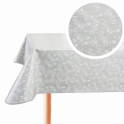 Afbeelding van Home Direct Rechthoekig tafelkleed van pvc tafelzeil, afwasbaar, 140 x 180 cm, lichtgrijs