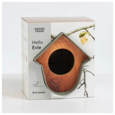 Afbeelding van Singingfriend Evie Feeder 100% Recycled Voersilo 12.5x13.5x15 cm Groen Bruin