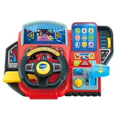 Afbeelding van VTech Avontuurlijk leerstuurwiel, interactief stuur met lcd kleurendisplay, 3 speelmodi, veel leerinhoud en 23 melodieën, voor kinderen van tot 7 jaar