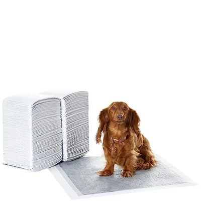 Image de Amazon Basics Lot de 120 tapis dressage pour chiens et chiots en carbone contrôle des odeurs, design anti fuite avec surface à séchage rapide Gris