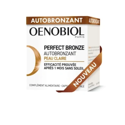 Afbeelding van Oenobiol Autobronzant Peau Claire Perfect Bronze Efficace dès Le 1er Mois sans soleill Concentration de 5 pigments 100% d&#039;iorigine végétale Complément Alimentaire 30 Capsules Programme 1