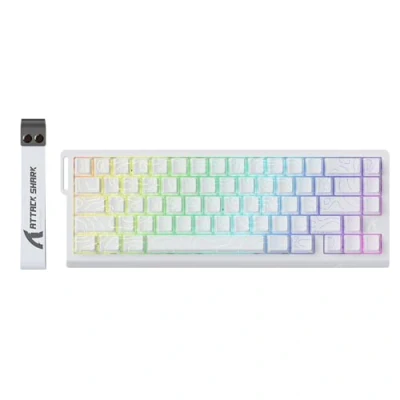 Afbeelding van ATTACK SHARK X68 HE 60% RGB gaming toetsenbord met magnetische schakelaars, instelbare bediening, Snap Tap, voor pc/Mac, 8000Hz witte contouren