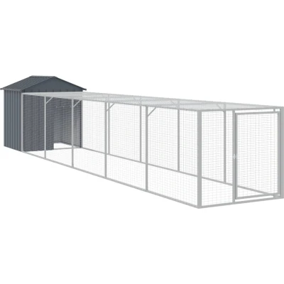 Afbeelding van vidaXL Kippenhok met ren 117x609x123 cm gegalvaniseerd staal antraciet