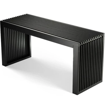Afbeelding van Bambou Banc Entree Salle De Bain En Bois 90 x 33 43 cm Meuble Rangement D&#039;entrée Meubles Salon (Noir)
