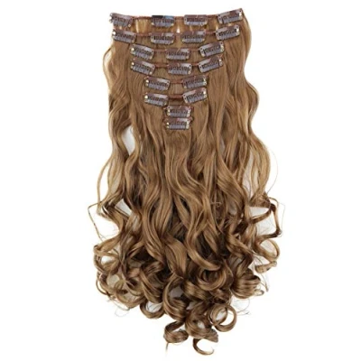 Afbeelding van PRETTYSHOP CES107 1 Haarverlenging, 35 cm, 8 delig, golvend, donkerblond