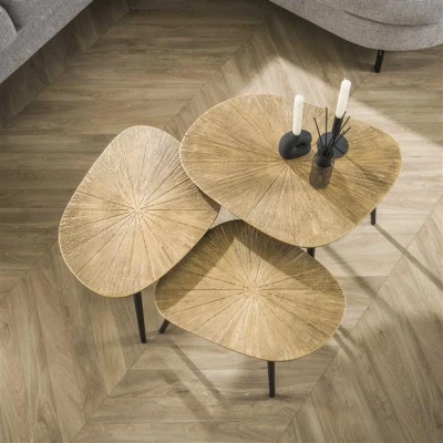Afbeelding van Hoyz Collection Salontafel Set 3 Vierhoekig Ray Brons/Goud Metaal