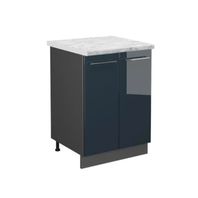 Afbeelding van Vicco Keukenonderkast Fame Line, Donkerblauw hoogglans/Antraciet, 60 cm , WB Marmer