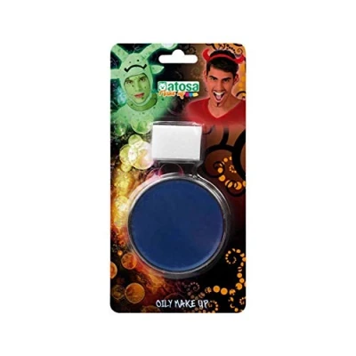 Afbeelding van Atosa OIL grimeer schmink met sponsje blauw 6 gram carnaval/verkleed kind/volwassenen