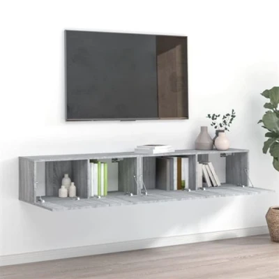 Afbeelding van Tv Meubelset Bewerkt Hout Eikenkleurig