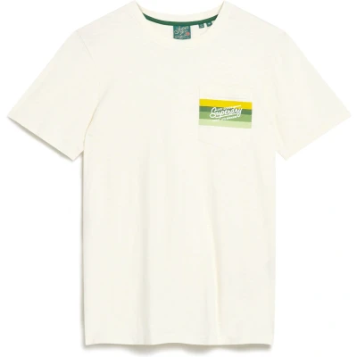 Afbeelding van Superdry CALI Striped Tshirt print, Heren, Maat: Medium, Off white slub