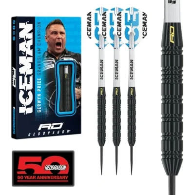 Afbeelding van RED DRAGON Gerwyn Price &#039;The Iceman&#039; Steeltip Brass Dartpijlen Professioneel 22 gram