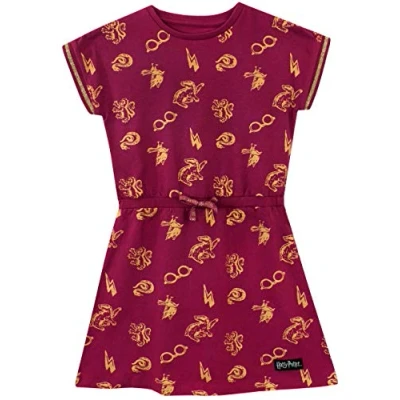 Afbeelding van Harry Potter Meisjesjurk Zomerjurk Hogwarts kinderjurk van katoen, Rood