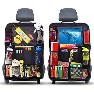 Afbeelding van AiQInu Autorugleuningbeschermer en organizer, waterdicht onderhoudsarm, Oxford doek, autostoelorganizer, achterbank organizer met veel opbergruimte, kinderen (2 stuks)