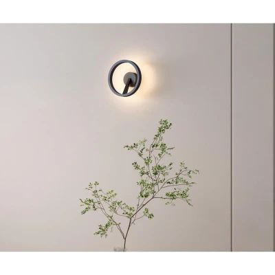 Afbeelding van Wandlamp Oregon Zwart Led Ø 22cm