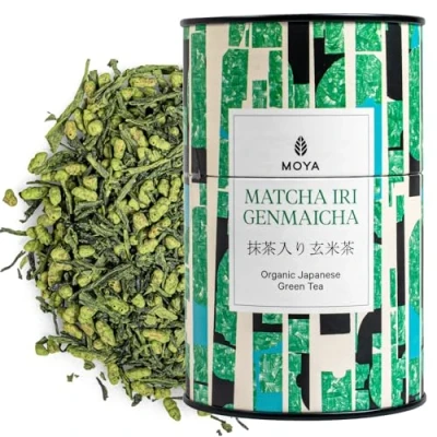 Afbeelding van Moya Matcha Japanse biologische groene thee Iri Genmaicha losse bladeren 60 g Sencha met rijst en Geschikt voor veganisten Verpakt in kartonnen doos