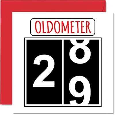 Afbeelding van Grappige verjaardagskaart voor mannen en vrouwen, oldometer, zoon, dochter, broer, zus, oom, tante, nichtje, neef, 145 mm x mm, wenskaart de 29e verjaardag