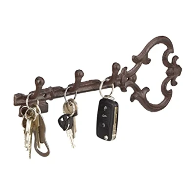 Afbeelding van Relaxdays sleutelrekje vintage sleutel organizer sleutelrek 3 haken ophanghaken