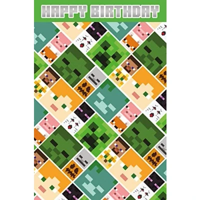 Afbeelding van Danilo Promotions Limited Minecraft verjaardagskaart, Happy Birthday kaart, meerkleurig, 210 x 290 mm
