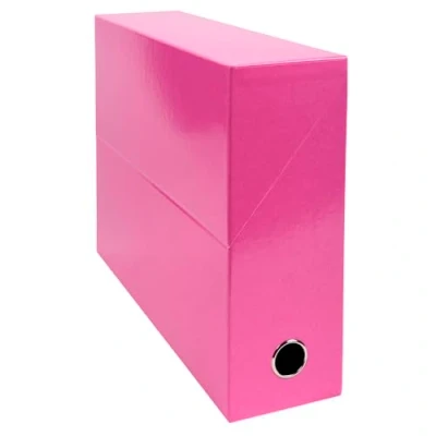 Afbeelding van Exacompta Ref. 89921E, 1 Iderama transferbox van gekleurd papier, rug 90 mm, met metalen oog, voor A4 formaat, afmeting 25,5 x 34 9 cm, roze kleur, gemonteerd geleverd