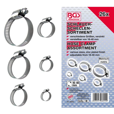 Afbeelding van BGS Slangklem assortiment Ø 16 40 mm 26 delig