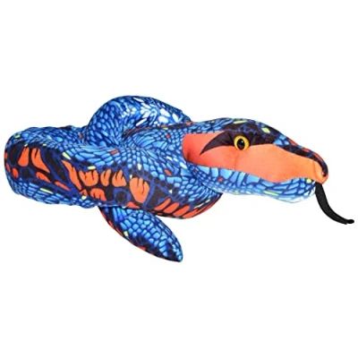 Afbeelding van Pluche blauw/oranje slang knuffel 137 cm Slangen reptielen knuffels Speelgoed voor kinderen