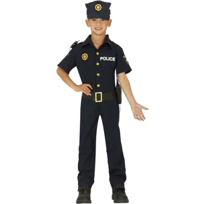 Afbeelding van Fiestas Guirca Verkleedpak Politie Polyester Zwart Mt 146/1452