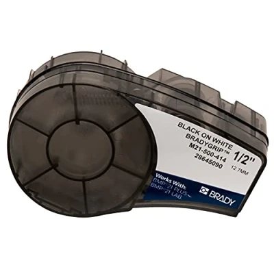 Afbeelding van Brady ( M21 500 414) BradyGrip bedrukbaar haakmateriaal voor BMP21 PLUS, LAB en labels, 12,7 mm x 3,048 m, zwart op wit