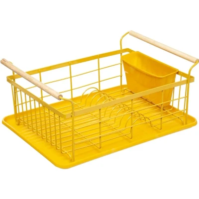 Afbeelding van Afdruiprek/afwasrek mosterd geel 46,5 x 32 cm van ijzer Afwassen