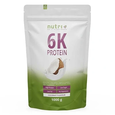 Afbeelding van nutri+ 6K Protein Eiwitpoeder Coconut Veganistisch proteïnepoeder met eiwitten uit zes plantaardige grondstoffen Eiwit Shake 1000 g
