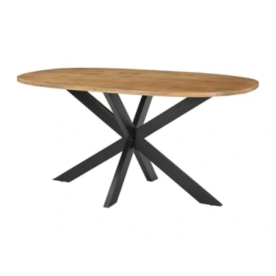 Afbeelding van Vente unique Eettafel voor 6 personen van mangohout en zwart metaal Licht natuurlijk PATRICIA L 160 cm x H 76 D 90