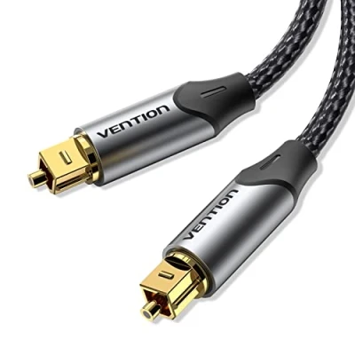 Afbeelding van VENTION Toslink optische kabel, 1,5 m, digitale audiokabel, S/PDIF, gevlochten, verguld, met aluminium schaal, voor soundbar, stereo installatie, thuisbioscoop, PS4, Xbox, grijs