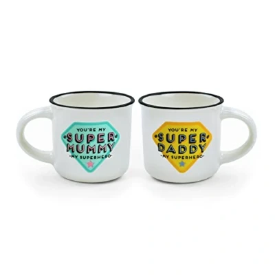 Afbeelding van Legami MM0015, Espresso For Two, 2 koffiekopjes van porselein New Bone China, inhoud 50 ml, mama en papa thema, vaatwasmachinebestendig, magnetronbestendig