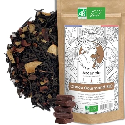 Afbeelding van Ascenbio Biologische zwarte thee 180 g los bereid en verpakt in Frankrijk biologisch afbreekbare verpakking (chocolade)