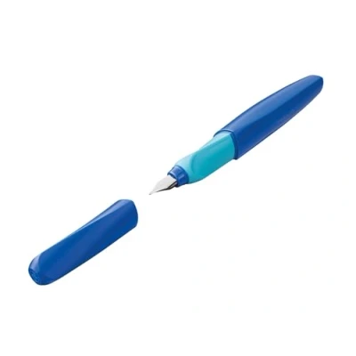 Image de Pelikan 814751 Stylo plume à pointe torsadée, F, bleu foncé, avec 1 cartouche, pièce