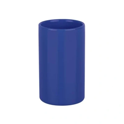 Afbeelding van Spirella Badkamer drinkbeker/tandenborstelhouder Sienna porselein glans blauw 7 x 11 cm