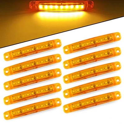Afbeelding van yifengshun 10 stuks zijlichten 9SMD 12 24V Super Heldere LED voor zijmarkeringslichten Auto Rijden Truck Voorlicht Achterlichten Aanhanger Motorfiets (Amber)