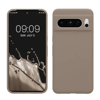 Afbeelding van kwmobile telefoonhoesje geschikt voor Google Pixel 8 Pro Hoesje met siliconen coating Smartphone case in taupe