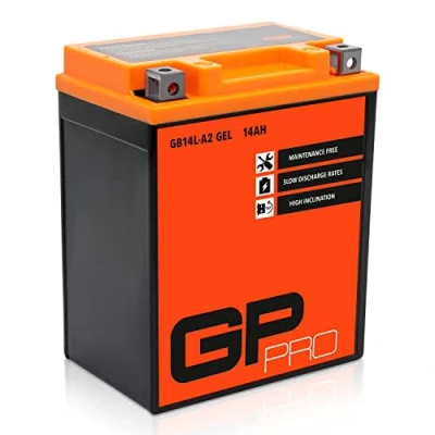 Afbeelding van GP PRO GB14L A2 gelbatterij 12 V 14 Ah compatibel met YB14L / 51411 (onderhoudsvrij en verzegeld)