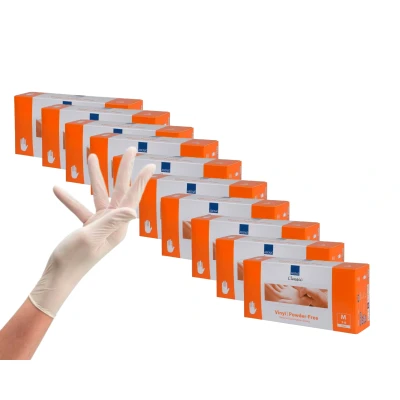 Afbeelding van Abena Vinyl Handschoenen Wit Poedervrij Maat M 100 Stuks