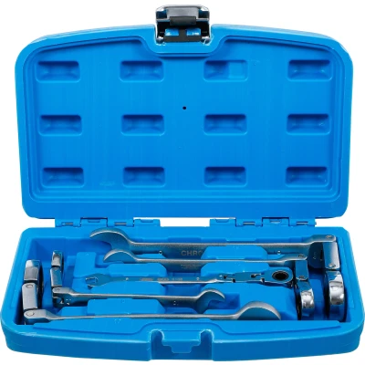 Afbeelding van BGS Dubbelscharnierende ratelring steeksleutelset plooibaar 8 19 mm 5 delig